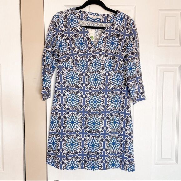 Boden Linen Tunic Dress 3/4 Sleeve Mini Blue 6 - Picture 5 of 7